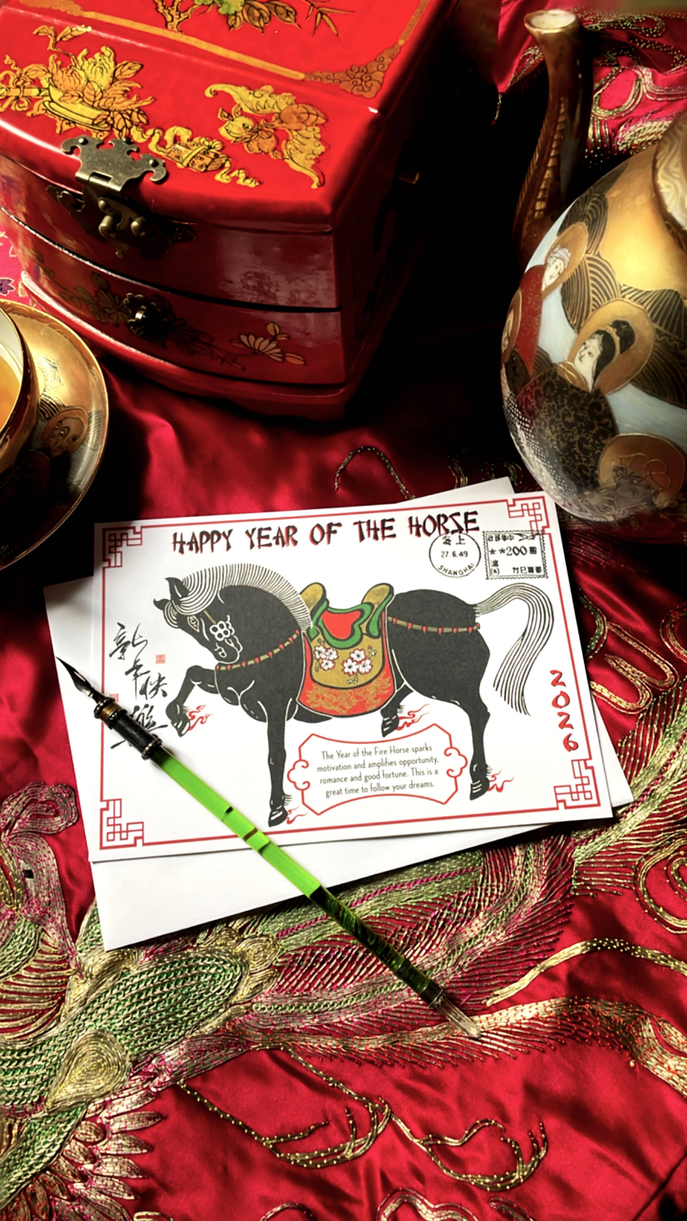 Ivory Tower Studios - Wholesale New Year's Card - Year of the Fire Horse 2026 Chinese Lunar New Year Card3