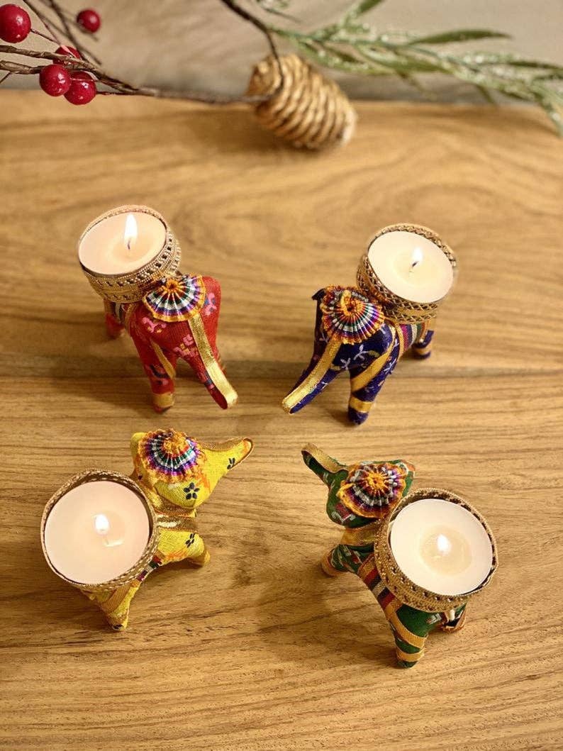 El'Cobre-Ecozonelifestyle - Venta al por mayor Candelabros - Set de 2 portavelas artesanales en forma de elefante para vela tealight12