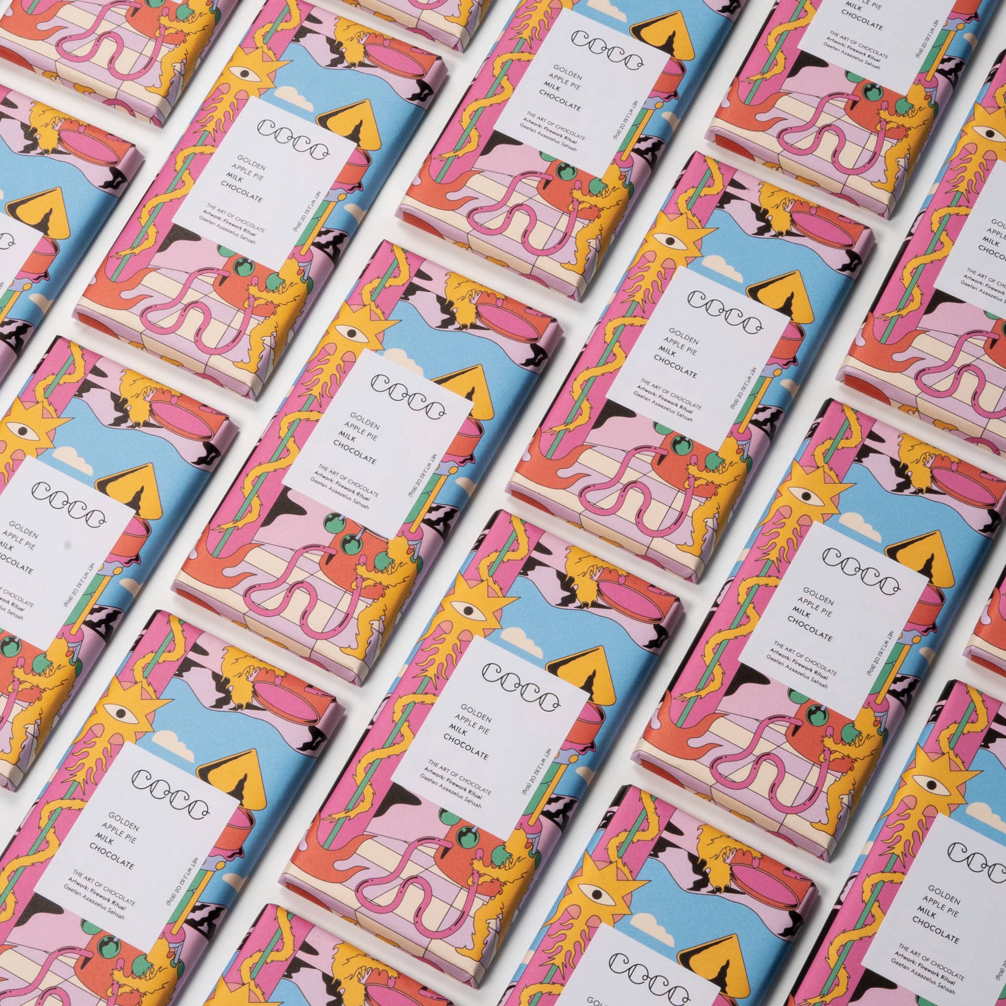 COCO Chocolatier [No duties when shipping to US!] – wholesale Chocolate bar – Golden Apple Pie Milk Chocolate Bar (Pack of 12)1