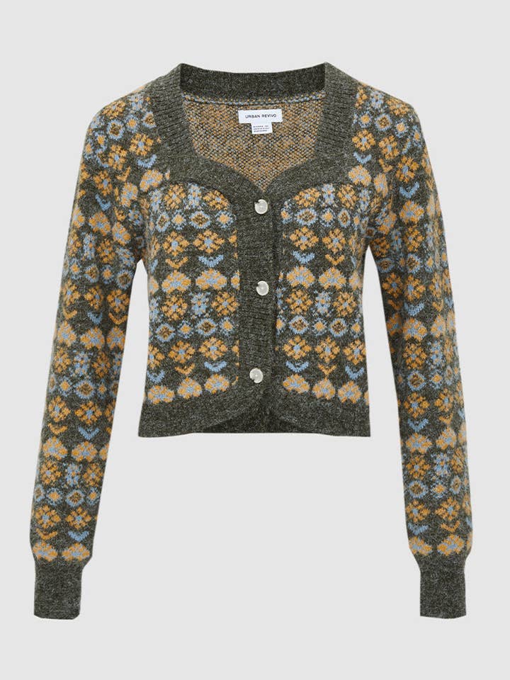 URBAN REVIVO Floral Button Up Cardigan for wholesale by UrbanRevivo