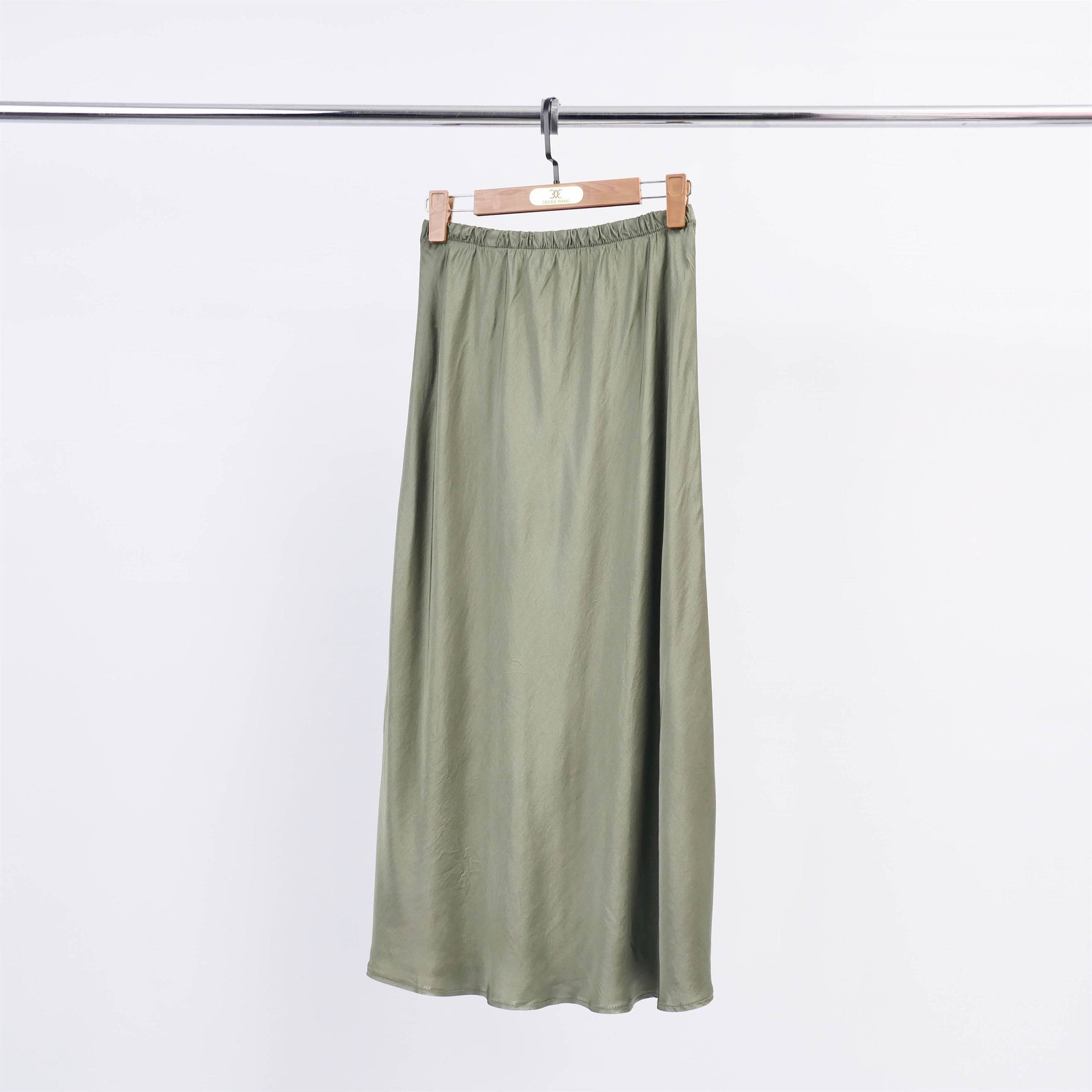 Cecile Wang - Wholesale Skirt - Women's - Fluid mid-length satin skirt DB8206111