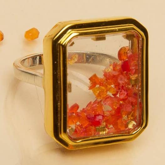 BAGUE CRYSTAL RECTANGLE FIRE pour la vente par Une A Une
