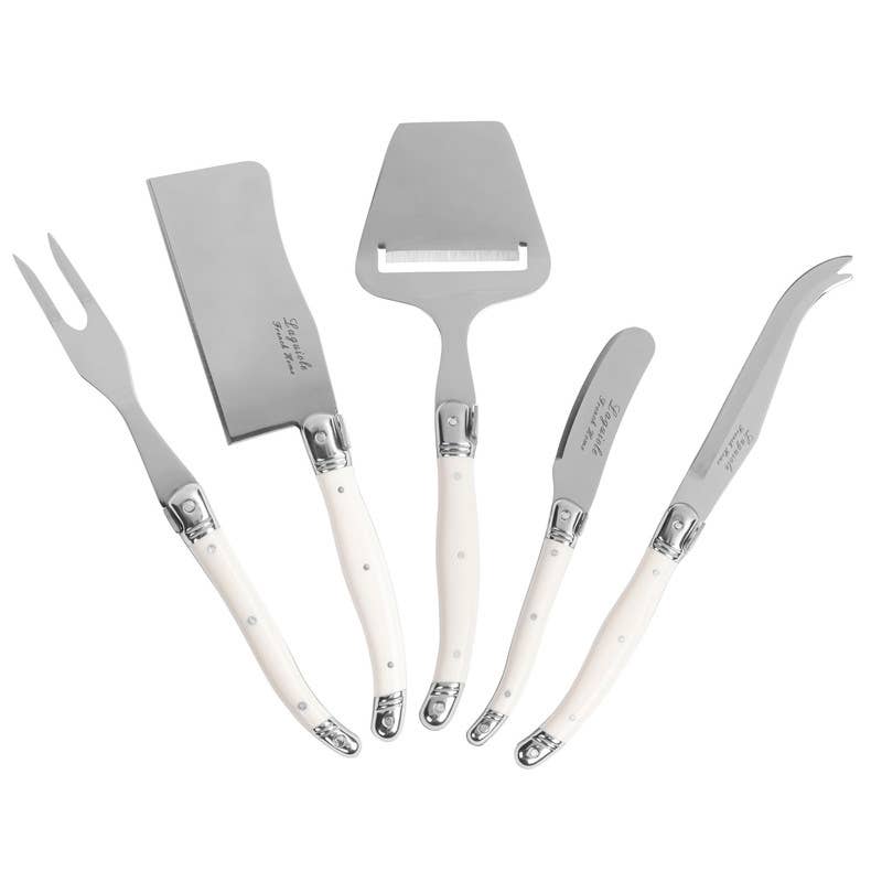 French Home - Wholesale Assorted Cutlery Set - 5-Piece Laguiole Cheese Knife & Slicer Set Faux Ivory Handle1
