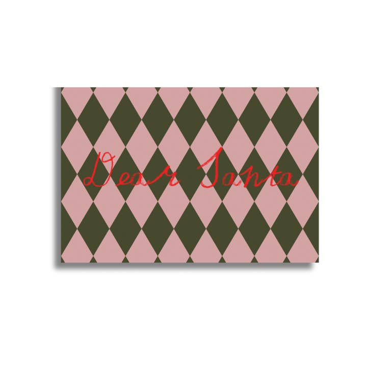 Dear Santa harlequin Christmas card for wholesale by soch and co