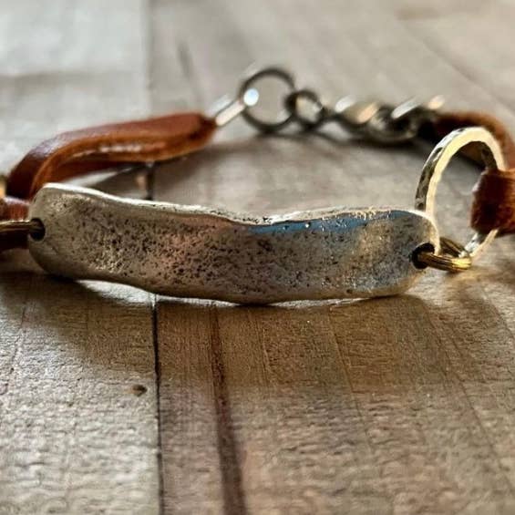 Nellie Pratt Artisan Jewelry - Wholesale Link & Chain Bracelet - In My Feelings boho link leather bracelet