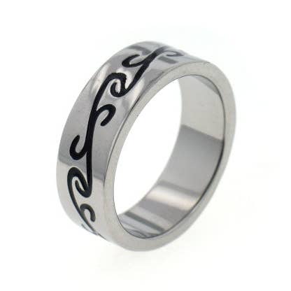 Titanium Black Celtic Scroll Wedding Band Ring for wholesale by Silver Insanity