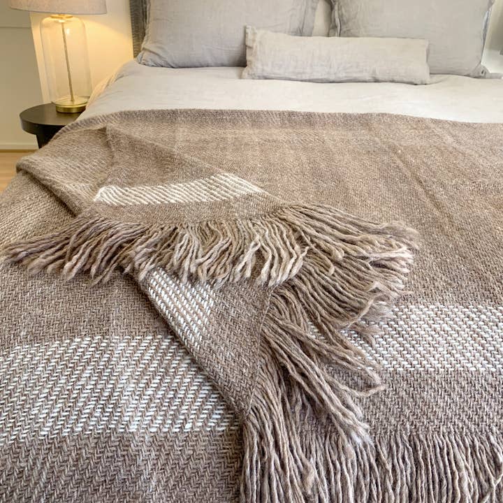 Manta Lana Mallín Marrón para venta al por mayor de Patrona Textiles