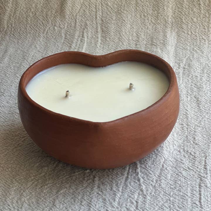 This is Latin America - Wholesale Pillar Candle - Red Pottery Heart Candle