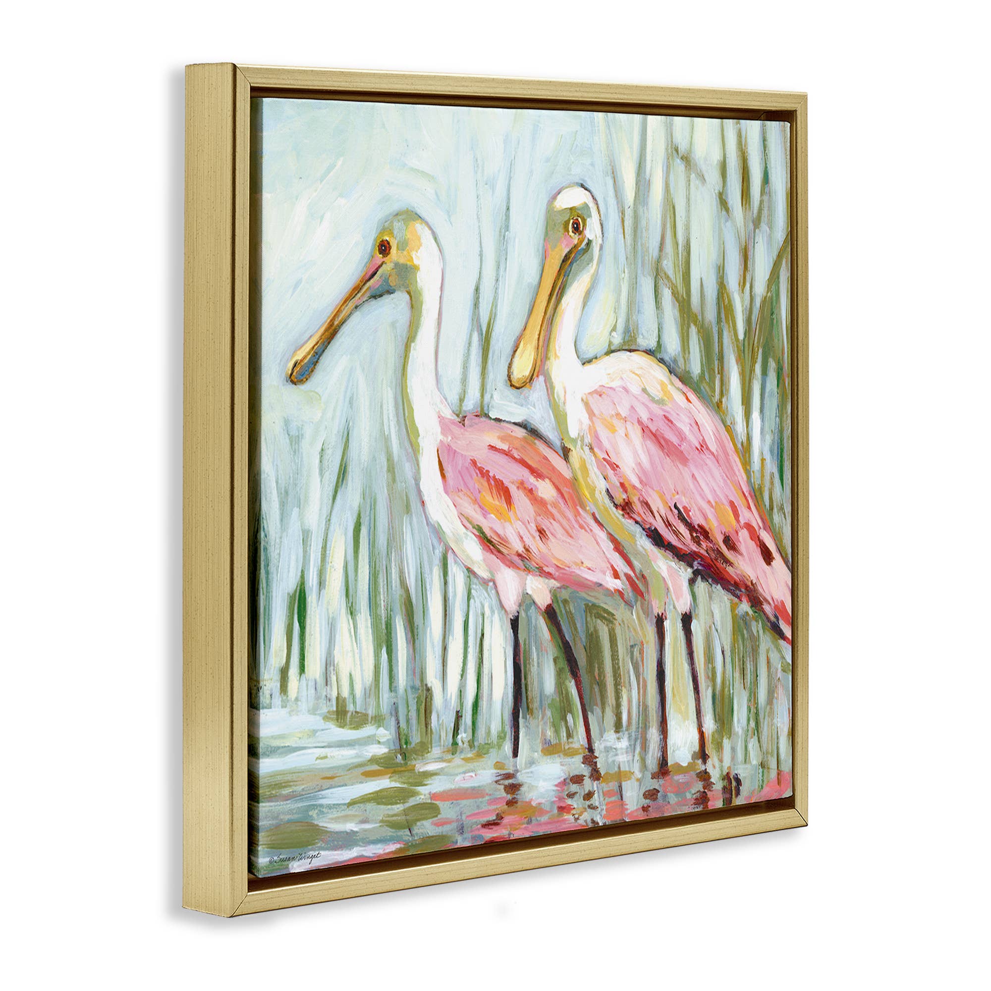 Stupell Industries - Wholesale Canvas Art - Spoonbill Birds Pair Floating Frame15