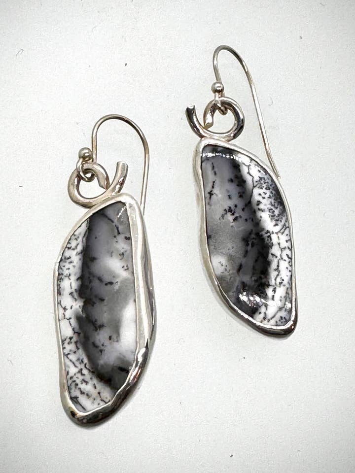 Sterling and Dendritic Opal Earrings for wholesale by Morgan McGeehan Designs