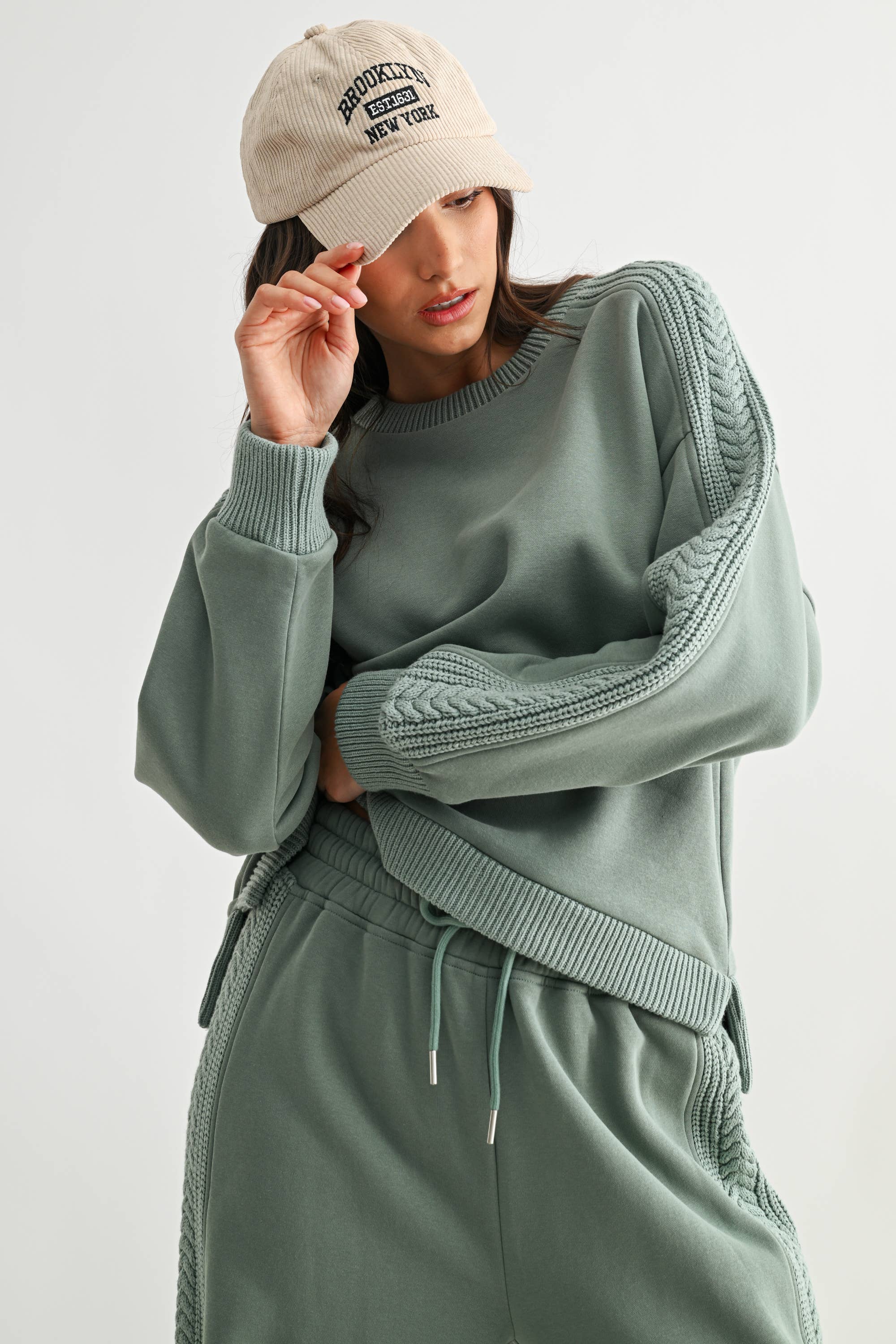 Camellia – wholesale Tops set – Women's – CS10248E CABLE KNIT TRIM OVERSIZED LOUNGE SET28