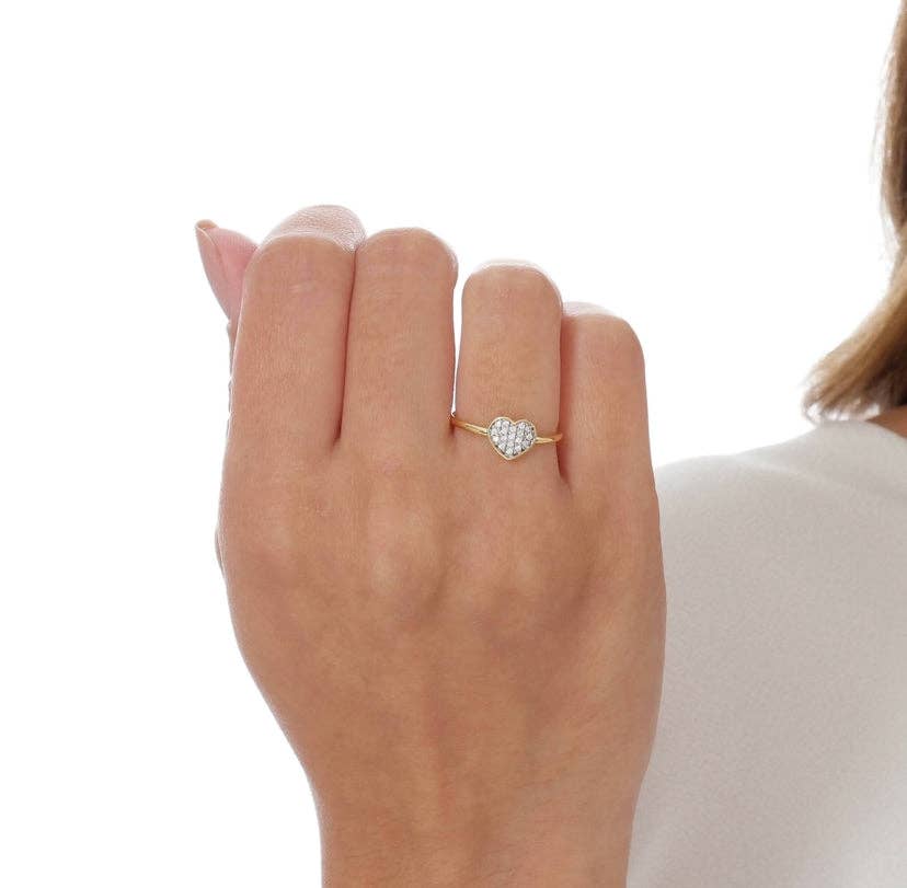 GoldFi - Wholesale Multi-Stone Ring - 18k Gold Filled Dainty Cubic Zirconia Heart Ring4