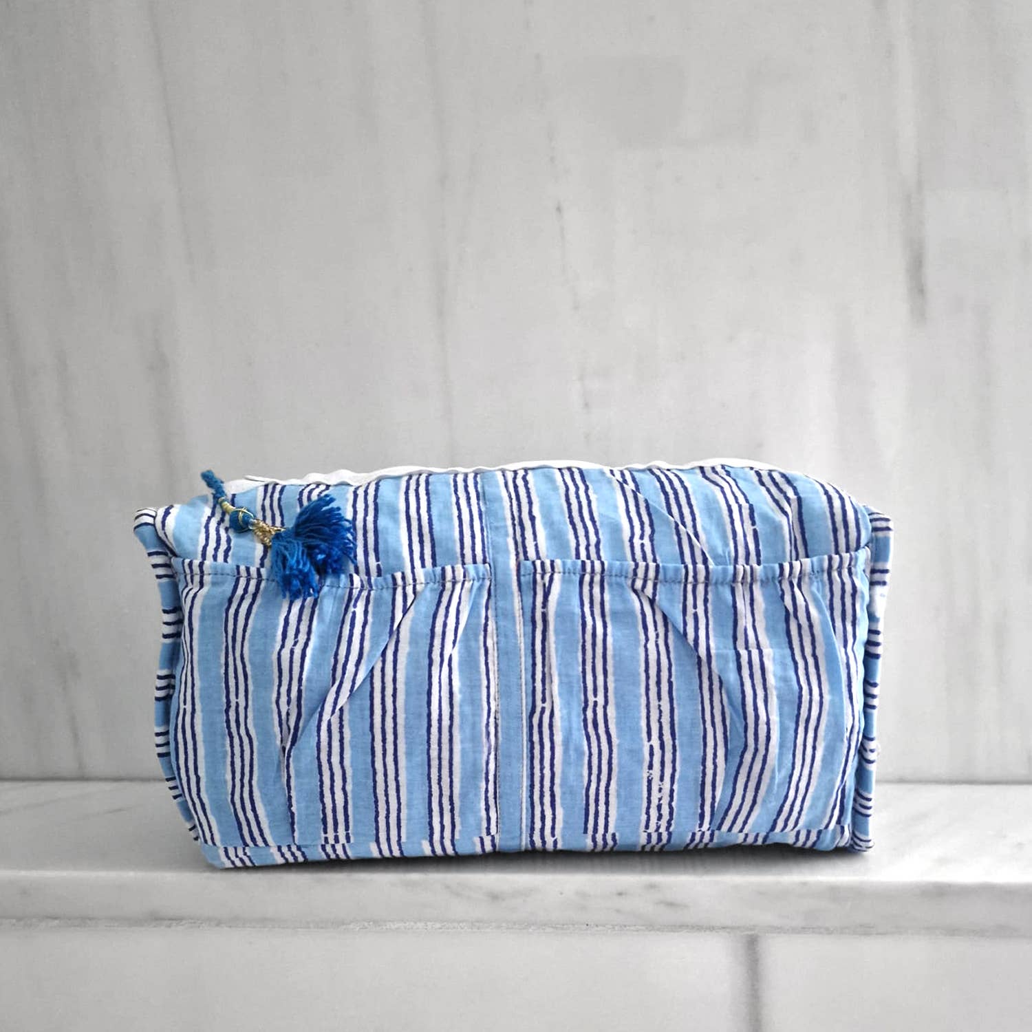 kikooni - Wholesale Makeup/Cosmetic Bag - handmade cosmetic bag "Ikat blue"3