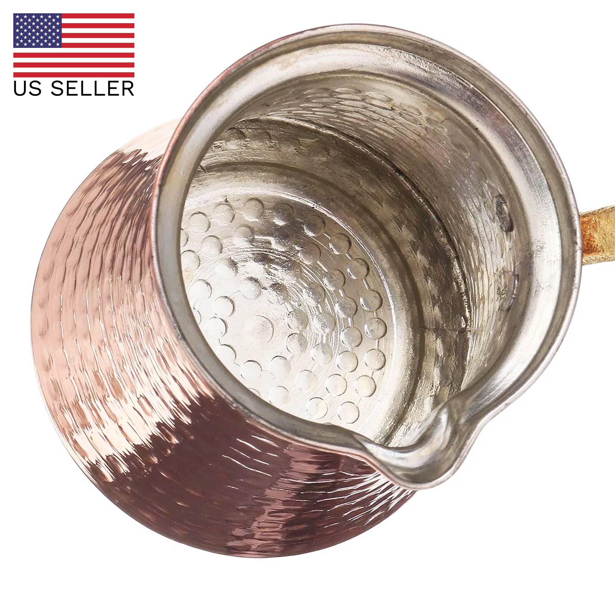 Hakan - Vendita all'ingrosso Teiere - Set 5 pezzi di caffettiere in rame turche per piano cottura, modello Cezve5