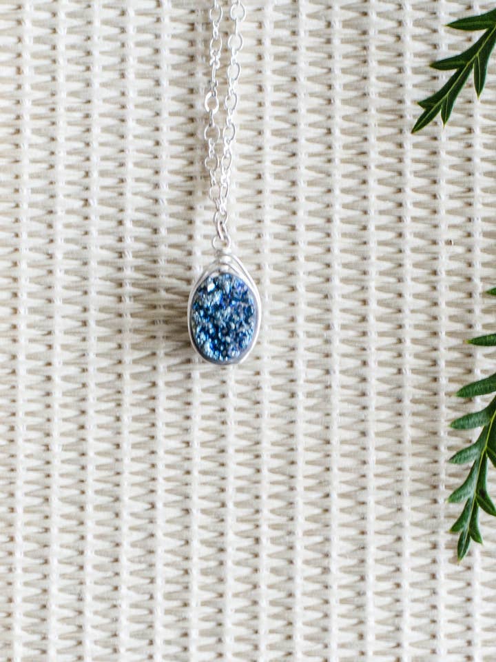 Druzy Silver Necklace for wholesale by Metric Forrest Studio