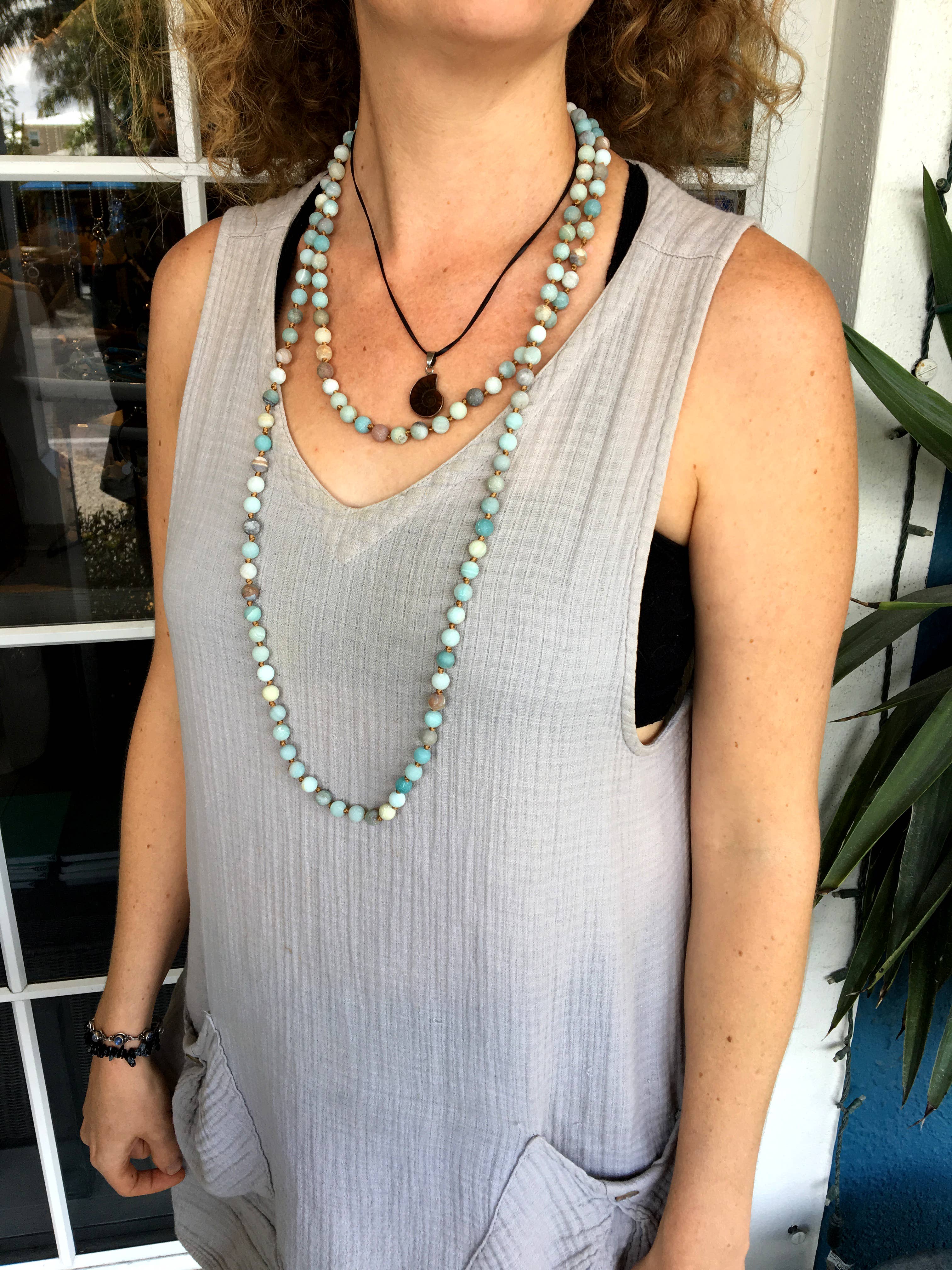 Jade Canyon - Wholesale Beaded/Pearl Necklace - Seafoam Amazonite Stone Necklace5