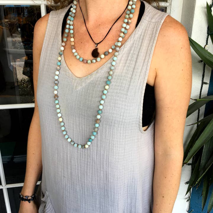 Jade Canyon - Wholesale Beaded/Pearl Necklace - Seafoam Amazonite Stone Necklace5