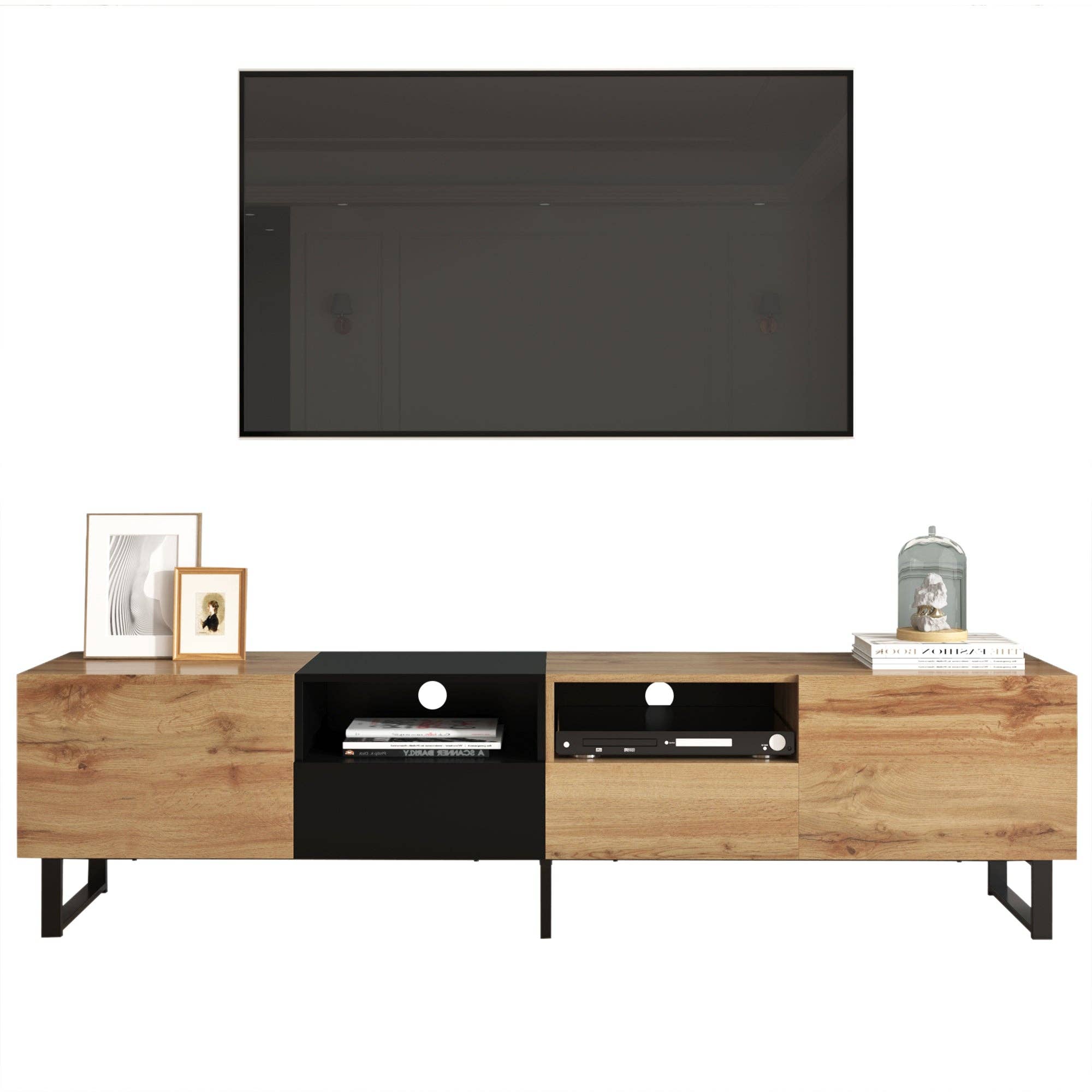 Urban Meuble - Wholesale Console Table - Modern TV stand with black and wood design and spacious storage space MODAI17
