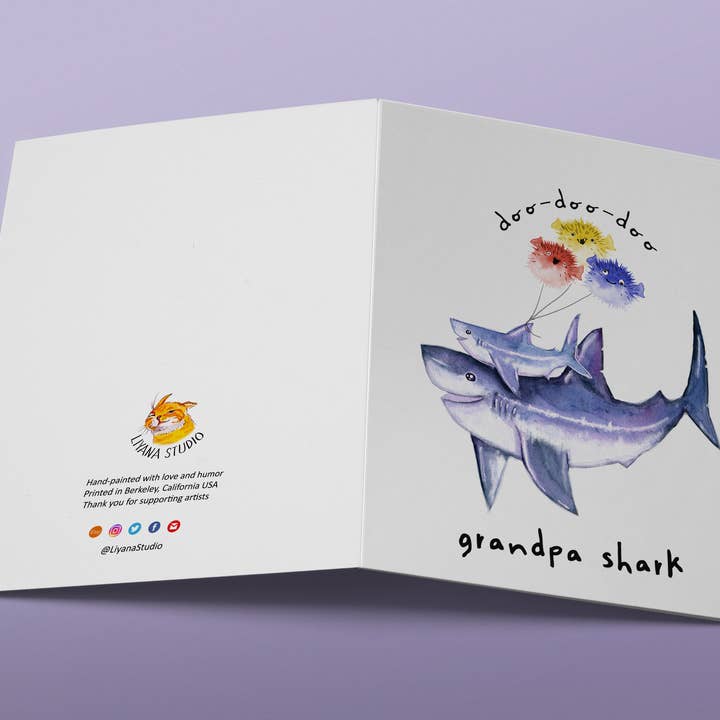 Liyana Studio - Wholesale Birthday Card - Grandpa Shark Baby Shark - Funny Birthday Card For Grandad2