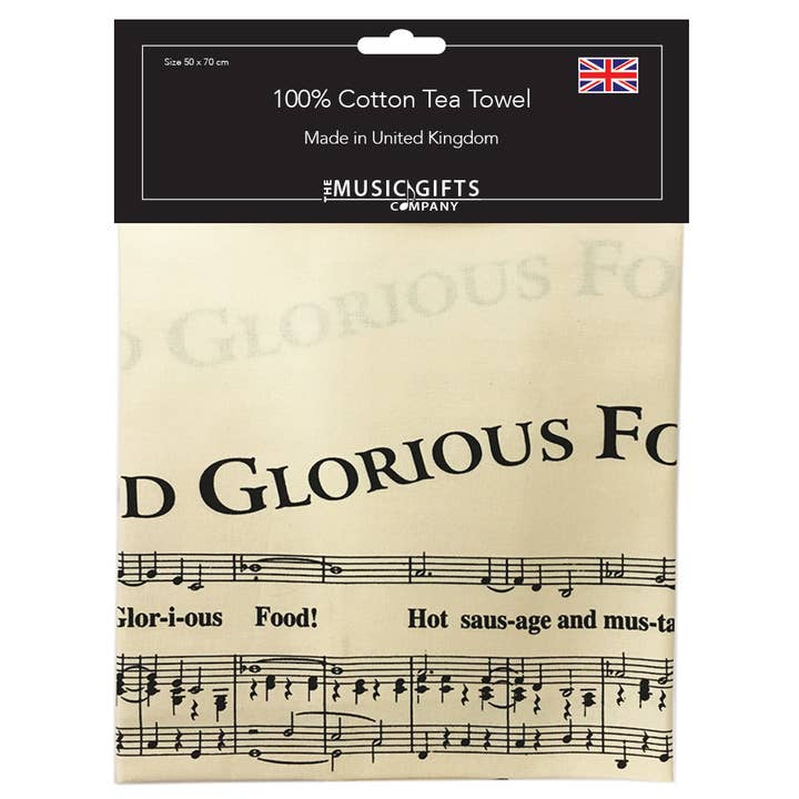 Tea Towel Food Glorious Food for wholesale by THE MUSIC GIFTS COMPANY
