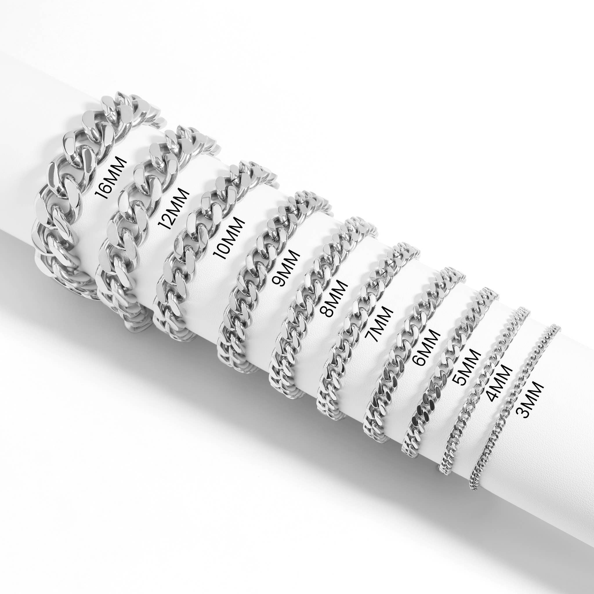 WJW - Wholesale Link & Chain Bracelet - Stainless Steel Diamond Cut Curb Chain Bracelet2