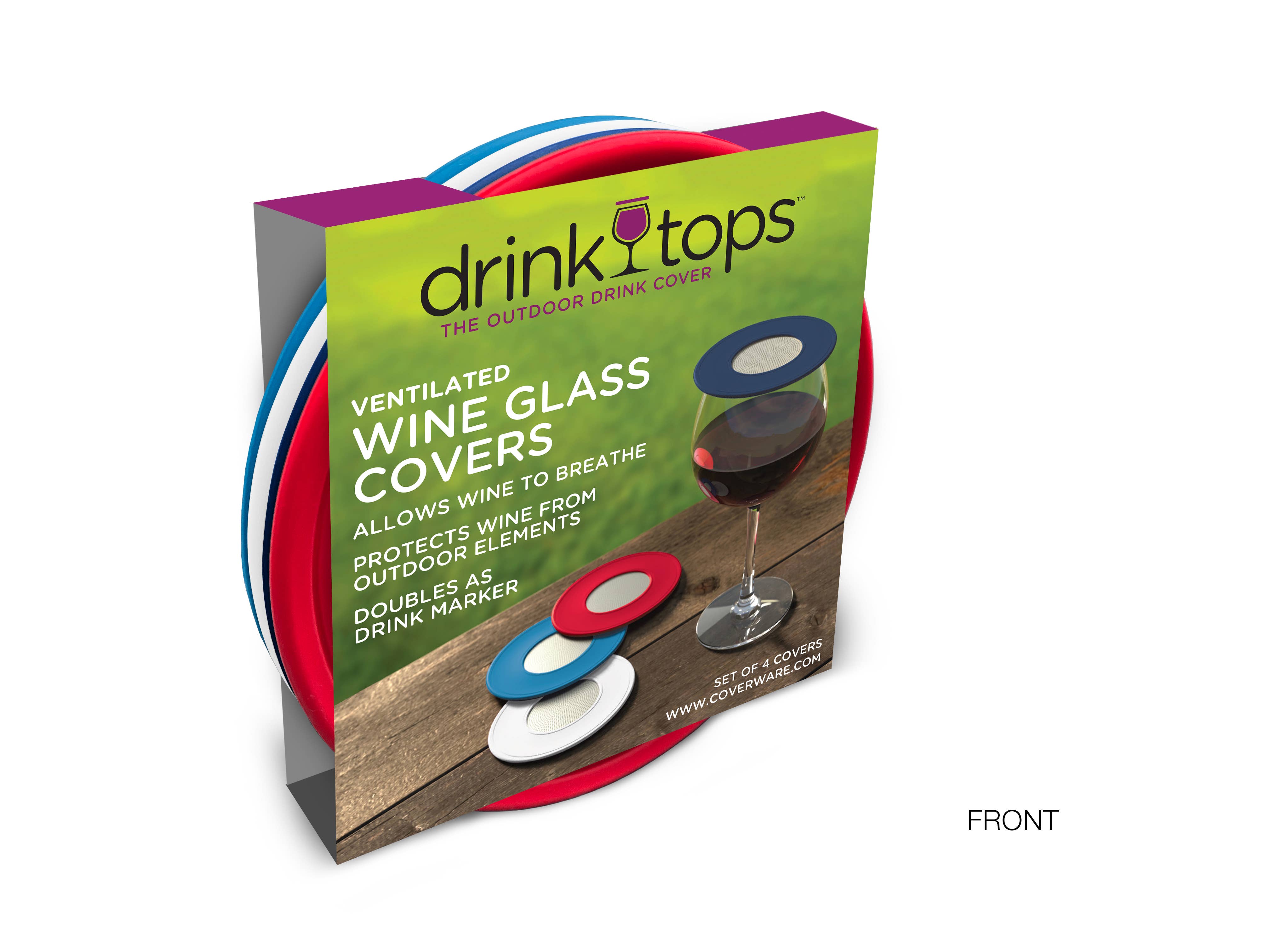 Drink Tops™ - Wholesale Wine Glass - VENTILATED Wine Glass Covers - 4/PK2