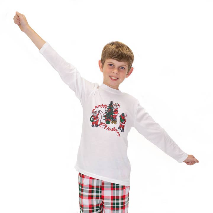 Youth Deck The Tree Crew Neck Long Sleeve T-Shirt White/Red/Green -Asst. for wholesale by The Royal Standard