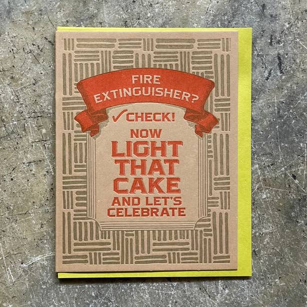 Carte / Extincteur pour la vente par Somersault Letterpress