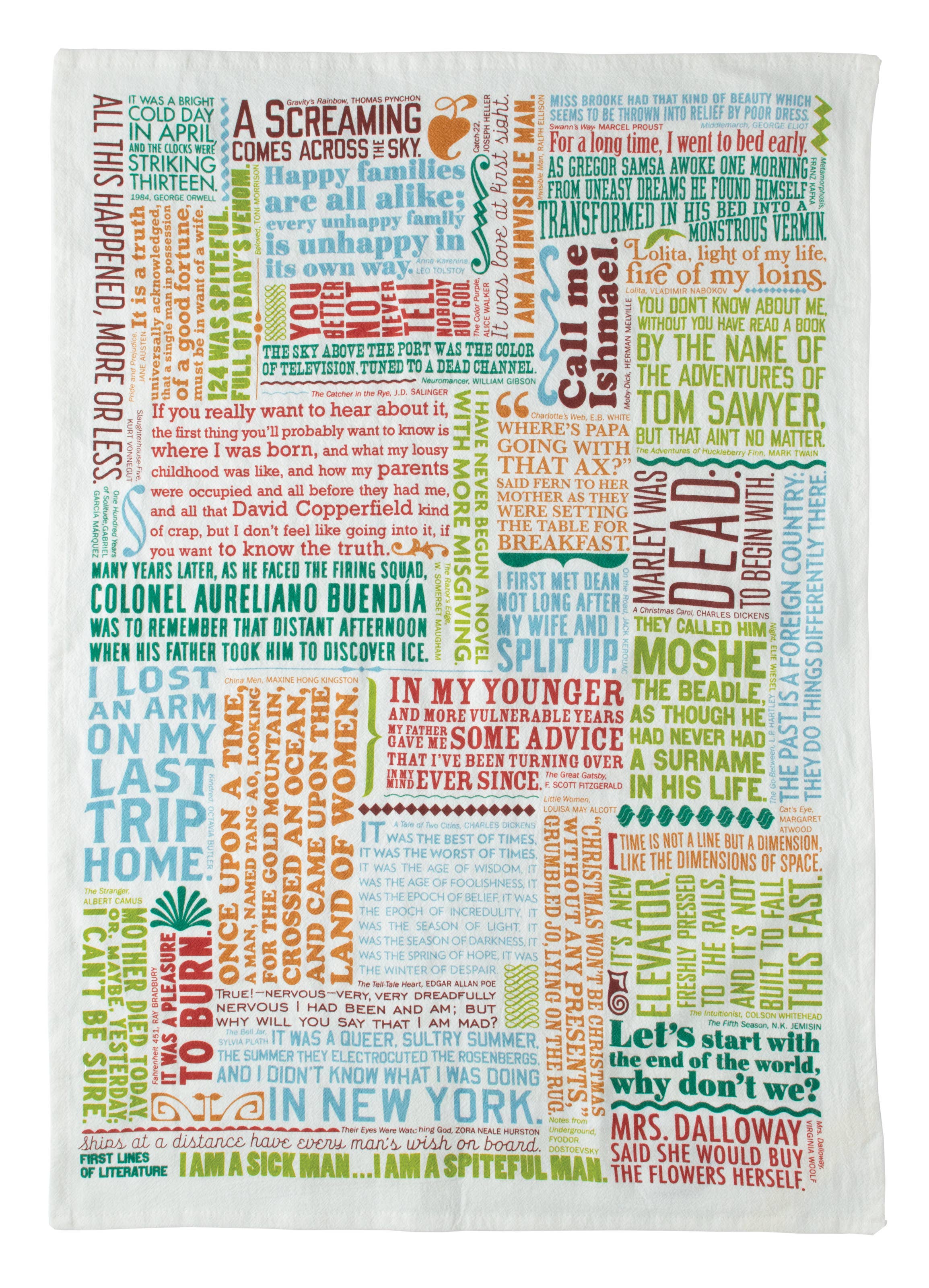 Unemployed Philosophers Guild - Wholesale Tea Towel - First Lines of Literature Towel1