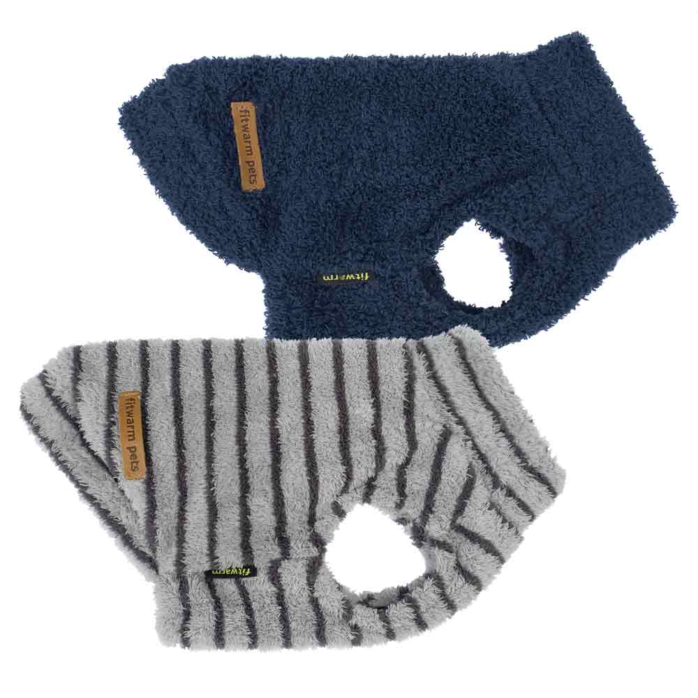 Gray 2 Pack Striped Dog Fleece Sweater for wholesale on Faire2