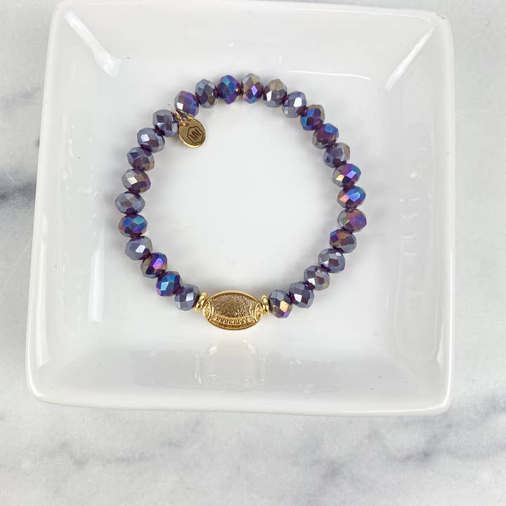 The Mod Miss - Wholesale Beaded Bracelet - Bracelet Crystal Beaded "Gold Football"4