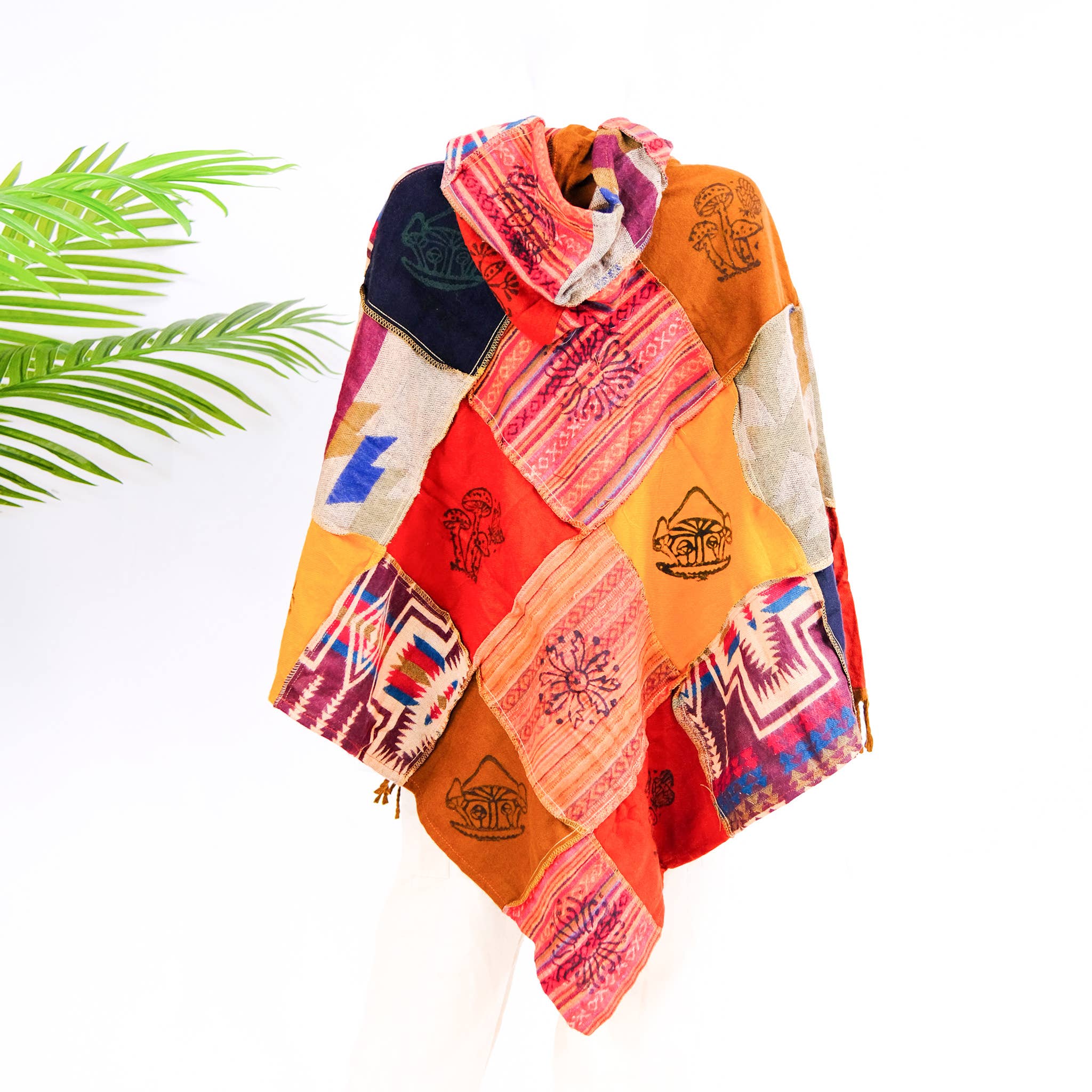Karma Nepal Crafts - Wholesale Poncho - Unisex - Patchwork Wool Unisex Fall/Winter Ponchos5