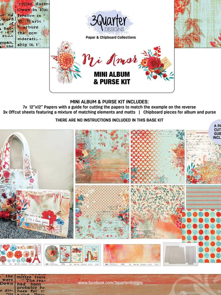 3Quarter Designs - Mini Album & Purse Kit - Mi Amor for wholesale by Ecstasy Crafts Distributing