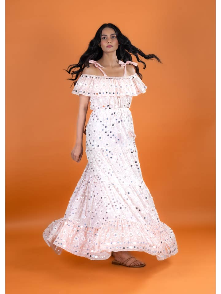 Anannasa Lifestyle - Wholesale Dress - Women's - ANGEL OFFSHOULDER MAXI DRESS PEACH, lined1