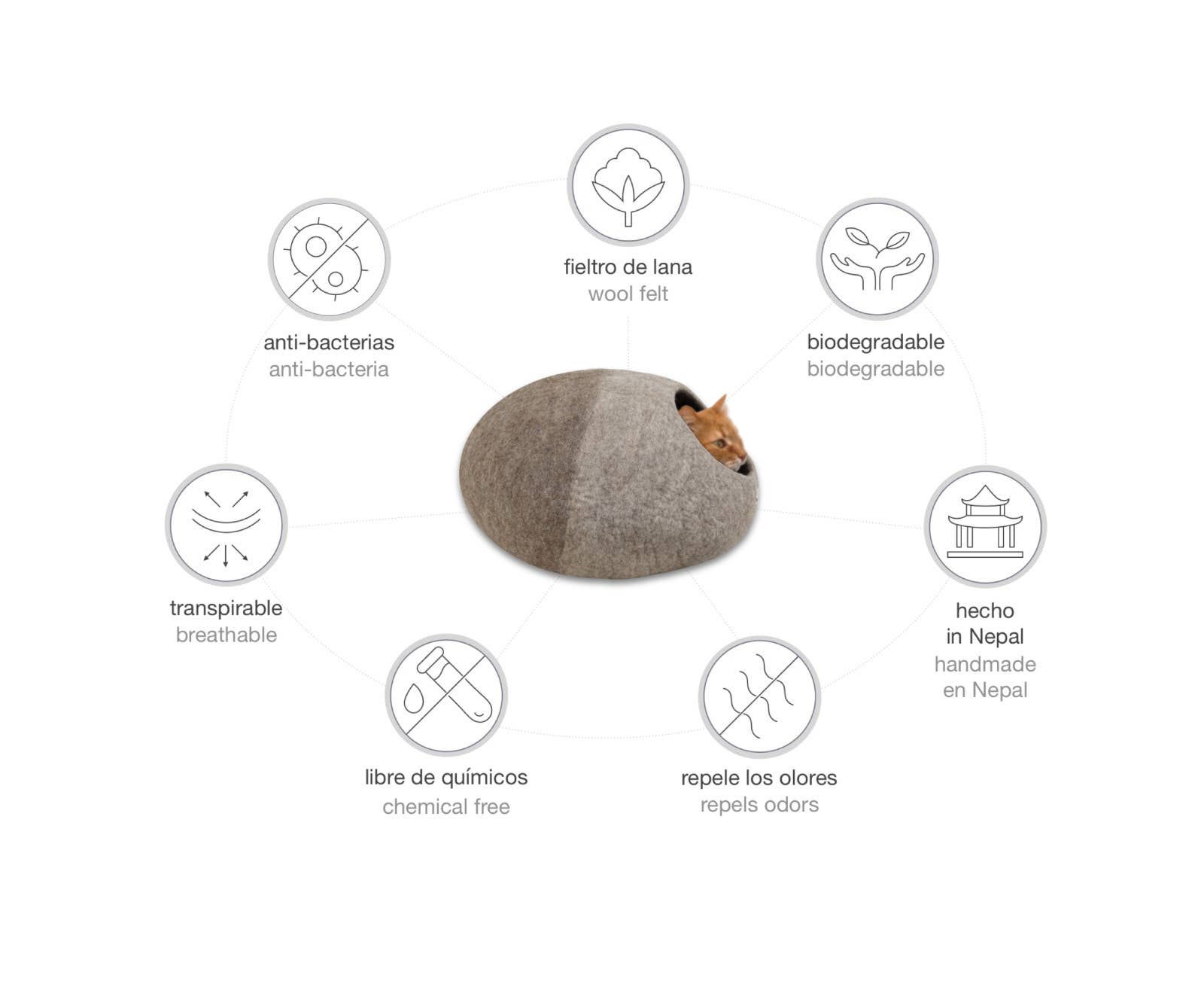 Mishum – wholesale Pet cave – Cat/dog – Cat Cave Neutral Tones - Limited Edition3