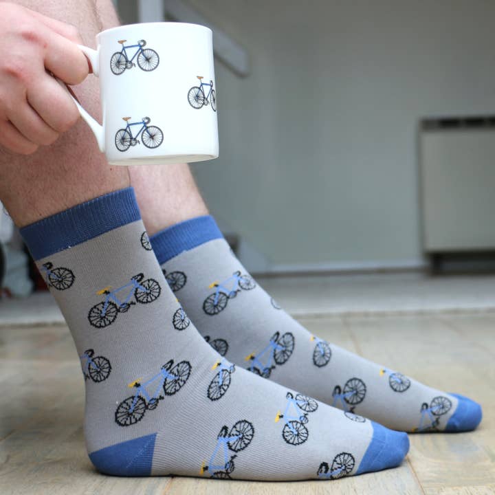 Dalaco - incorporating David Aster - Wholesale Coffee Mug - Bicycle Fine Bone China Mug & Sock Set