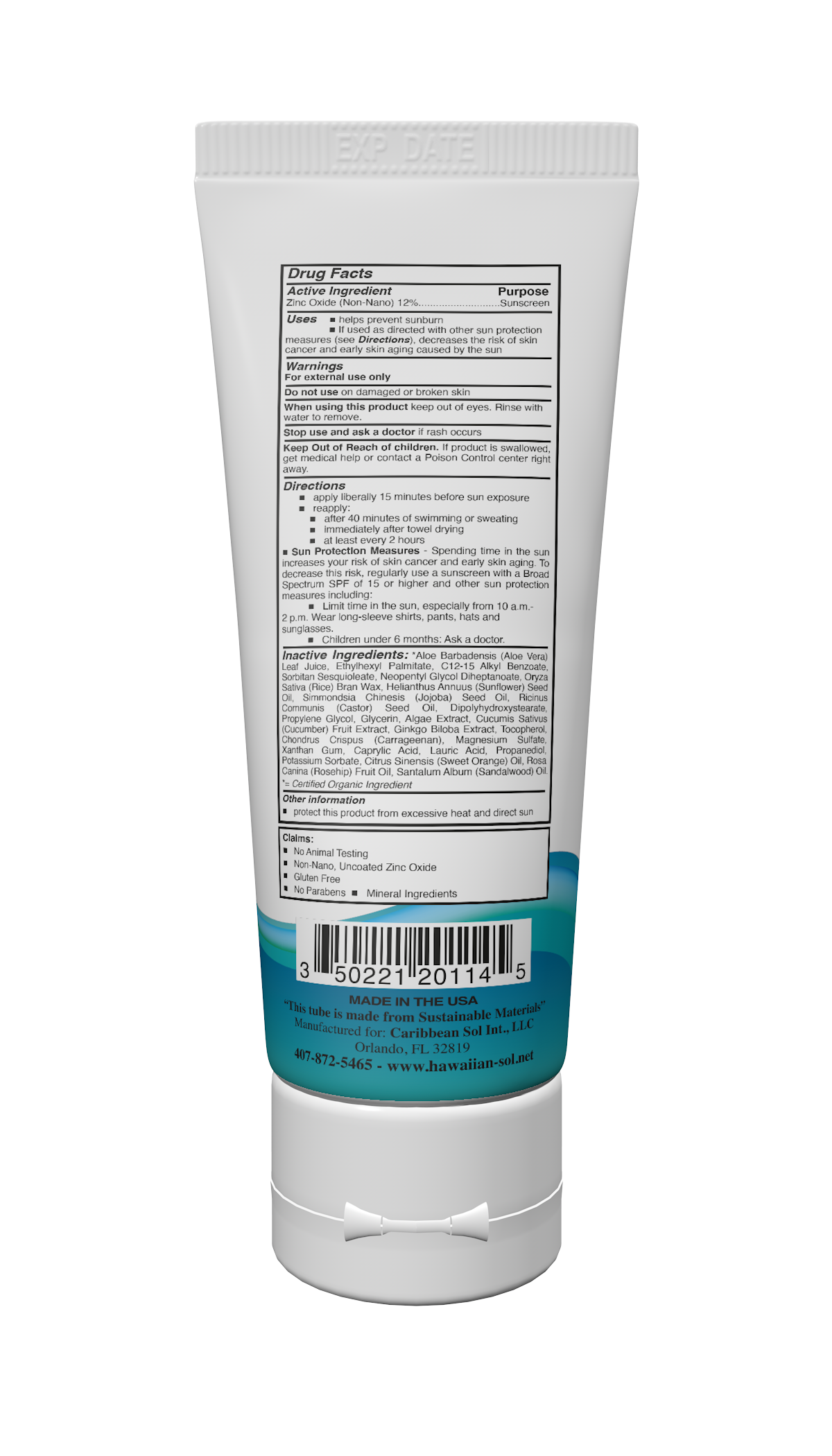 Caribbean Sol – Protetor solar por atacado – Hawaiian Sol Natural Faces Apenas SPF 20 - 4oz1