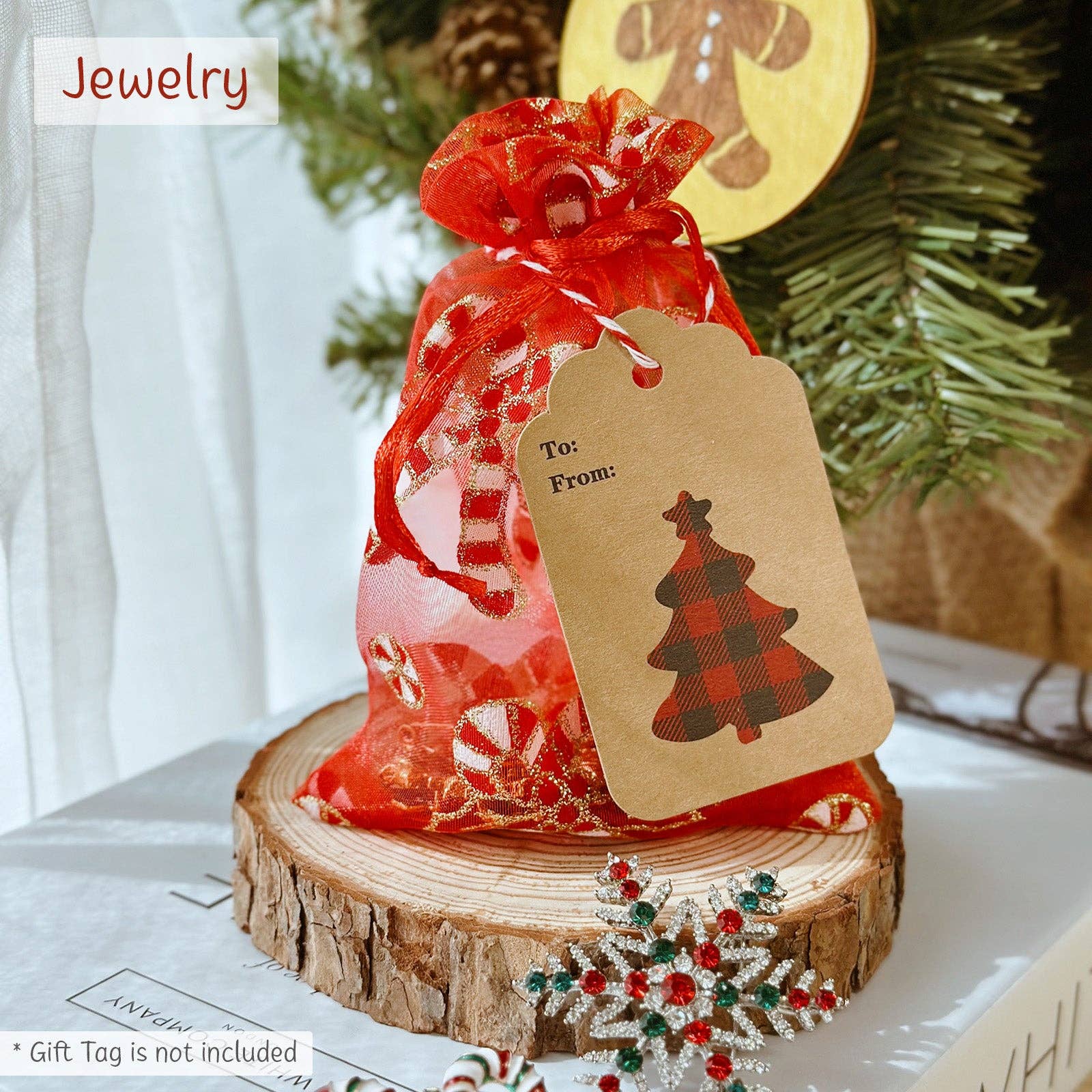 Wrapables.com - Wholesale Gift Bag Set/Pack - Wrapables 4 x 6 Xmas Organza Drawstring Gift Bags, Set of 206