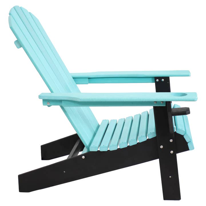 Sunnydaze Decor - Wholesale Adirondack Chair - HDPE Adirondack Chair with Drink Holder - Teal/Black9