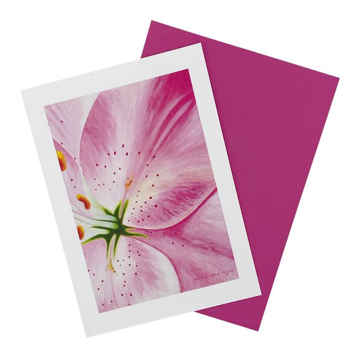 Carte de vœux vierge « Vivaldi » Lilium pour la vente par Mary Michola Fibich Fine and Fiber Art