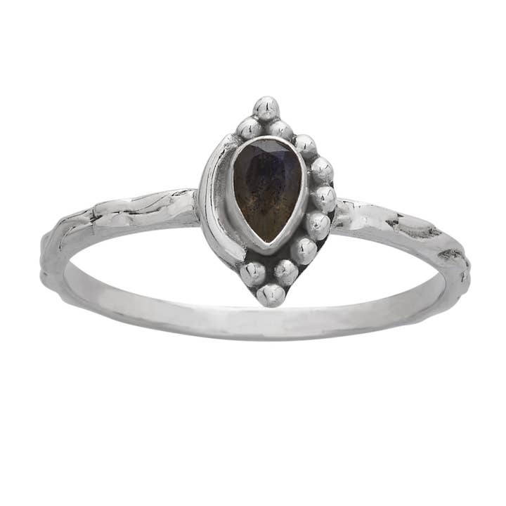 Petite Teardrop Labradorite Sterling Silver Ring for wholesale by Tiger Mountain Jewelry