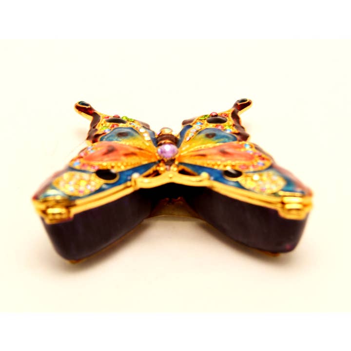 Multi Colorful Butterfly Trinket Box, Hand Crafted with Swarovski for wholesale on Faire