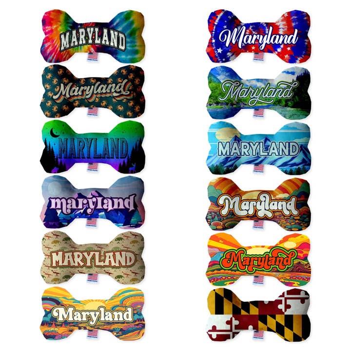 Pet & Dog Plush Bone Toys, "Maryland State Options" for wholesale by American Leashworks
