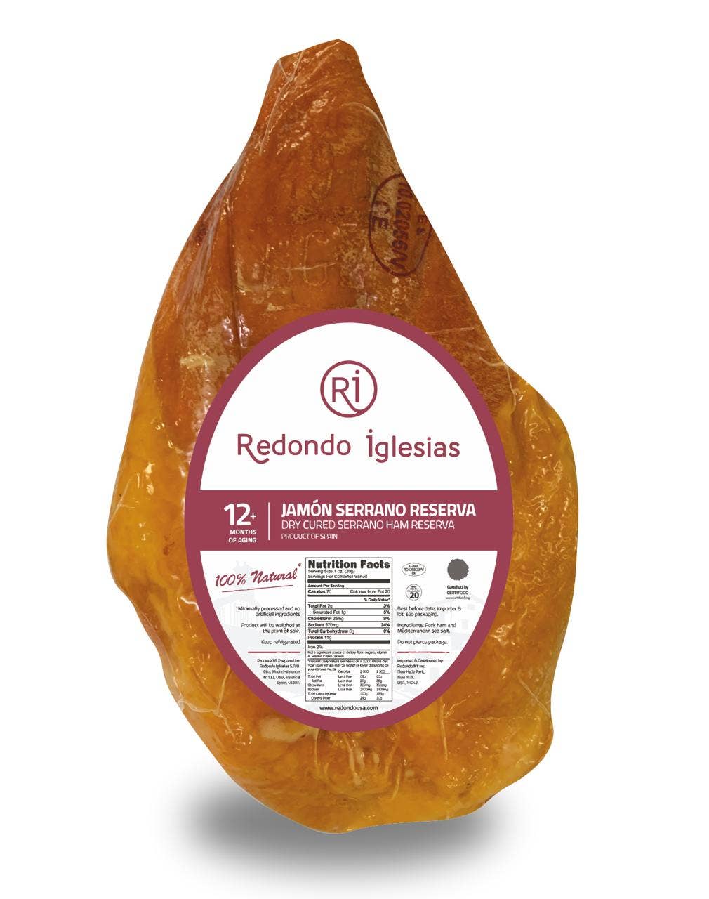 Redondo Iglesias – wholesale Ham – Serrano Ham 12 months aged - Boneless1