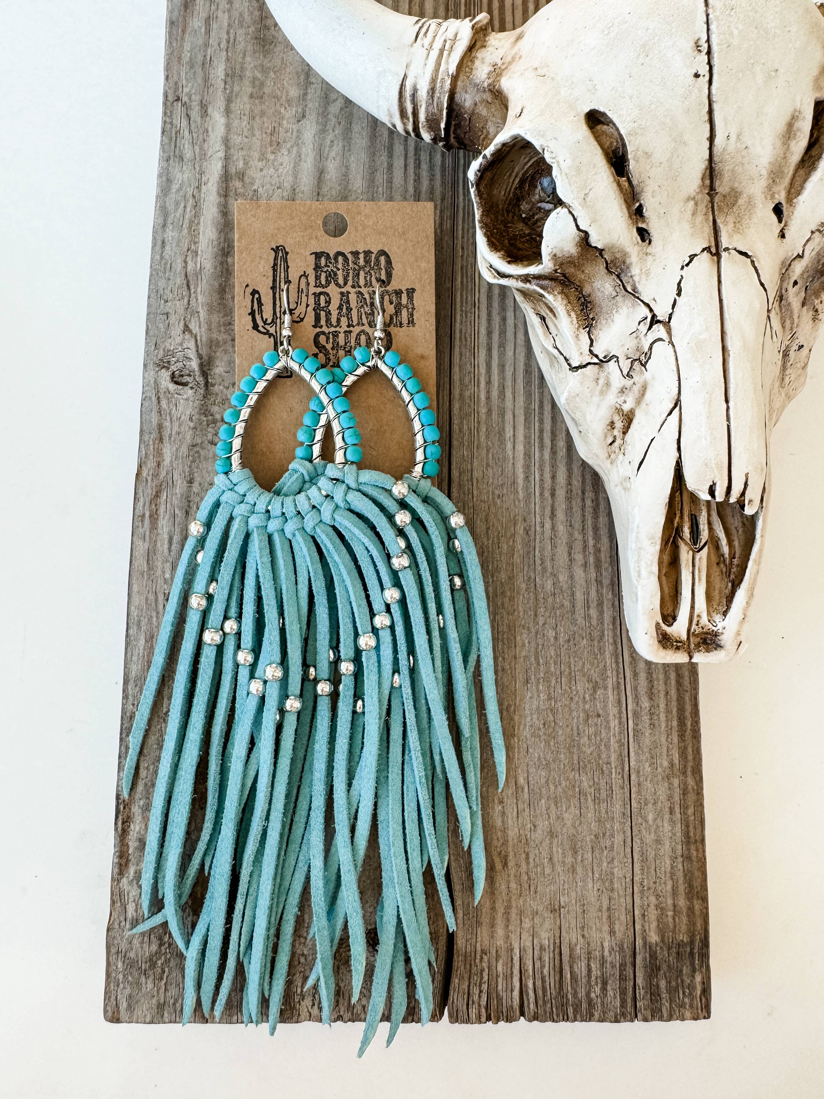 Boho Ranch Shop - Wholesale Tassel Earrings - Western Suede Long Tassel Teardrop Dangle Earrings4
