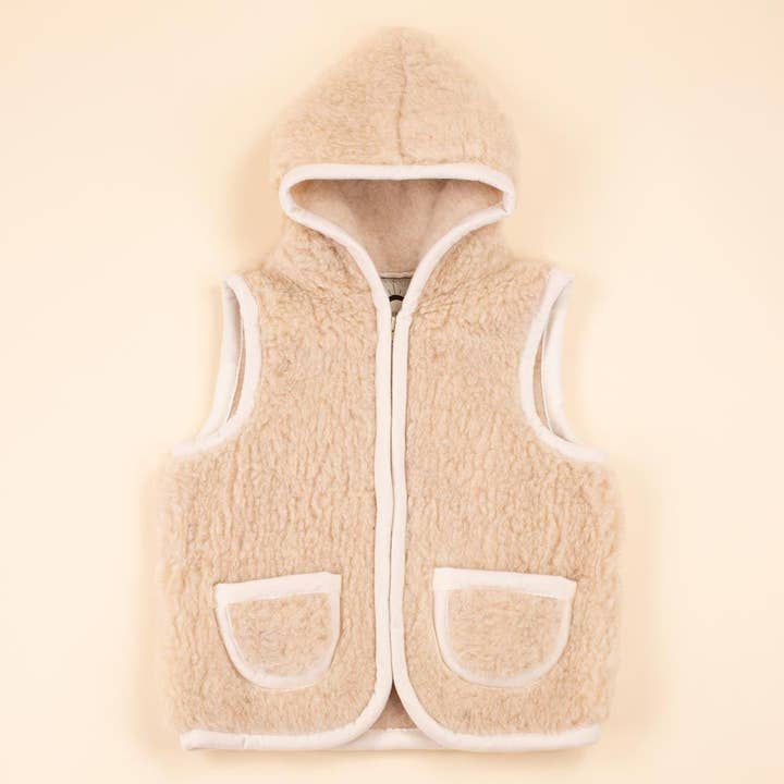 Moonrise - Wholesale Vest - Kinderen - Kids Vest Wool Camel Hooded - Zipper6