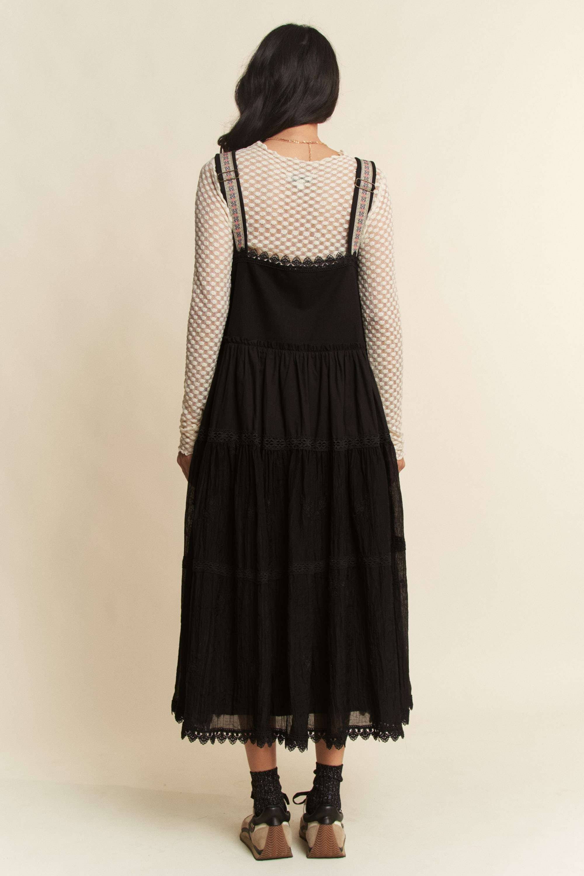 Davi & Dani - Wholesale Dress - Women's - FRONT POCKET EMBROIDERED LACE PINAFORE DRESS9