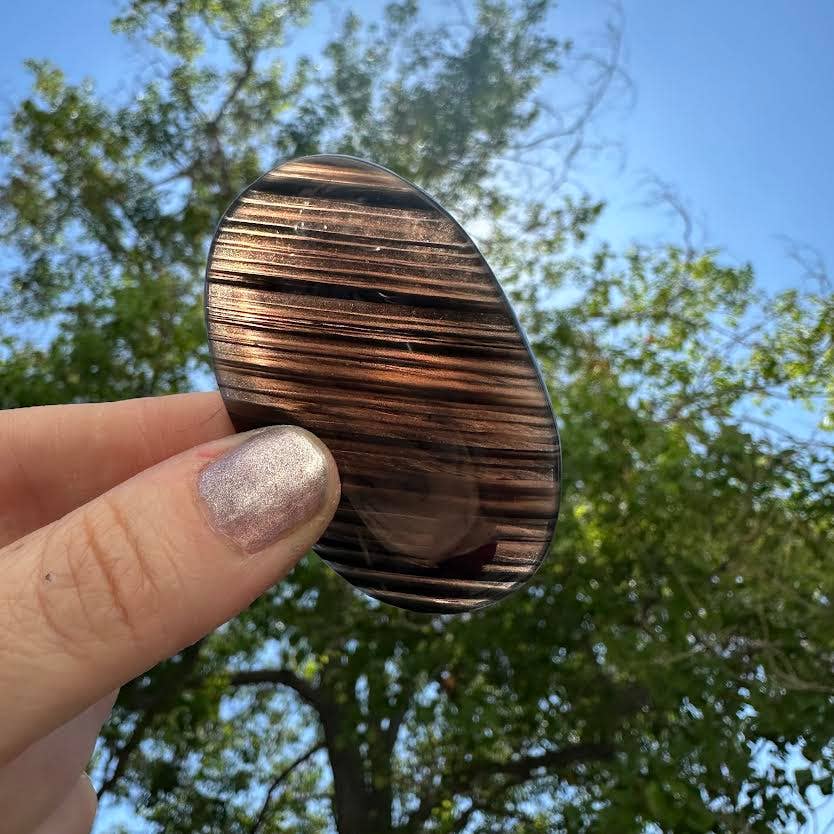 The Crystal Tabby - Wholesale Spiritual Stone/Crystal - Midnight Lace Obsidian Palm stone 2