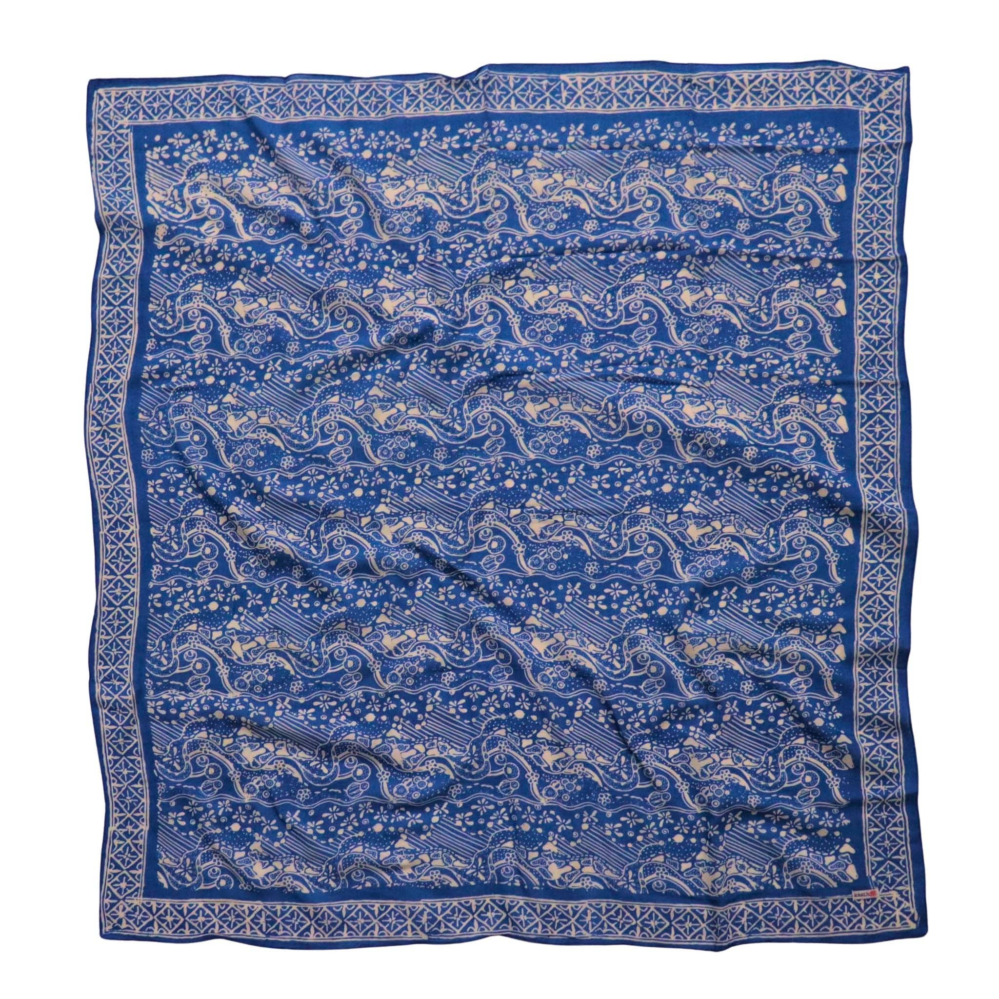 Kasih Co-op - Wholesale Bandana - Women's - Large 39" Hand Dyed Batik Bandana, 100% Soft Cotton, Tidal Flow, Blue2