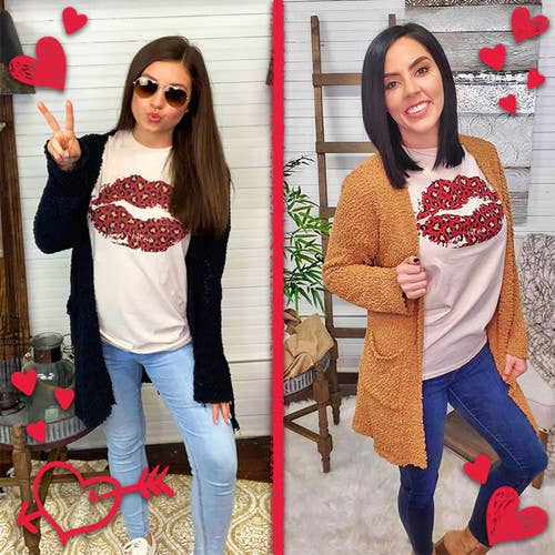 Sugar Stitch - Wholesale Screen Printed T-Shirt - Women's - Red Cheetah Lips T-Shirt